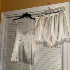 Source Unknown Cream Satin Pajama Set